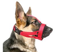 HEELE Muselières pour Chiens, Muselière pour Chiens Anti Aboiement Anti-Morsure, Muselière Amovibles Bandeau, Muselière en Nylon Réglable pour Chiens, Moyens et Muselière Grand Chiens, Rouge, L