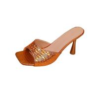 Heels Sandales à Talons Hauts pour Femmes,Bout Ouvert,Mode Estivale,Chaussures habillées et décontractées à Enfiler,pour Une Sortie,Un Rendez-Vous la Plage,avec Un Jean ou Une Jupe