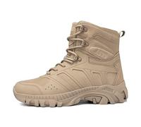 HeelVirtuosa Bottes Montantes d'extérieur for Homme - Tige en Cuir, Semelle épaisse en Caoutchouc antidérapante for la randonnée(Beige,46 EU)