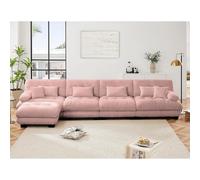 Heemab Canapé modulaire modulaire pour le confort et le style, canapé en forme de L avec ottoman convertible, tissu chenille confortable rose