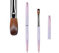 heemeei Kolinsky Pinceau à ongles en acrylique taille 8, 100 % pur, poignée robuste, outils de conception de poudre acrylique pour manucure professionnelle, bricolage, salon à domicile (8#)