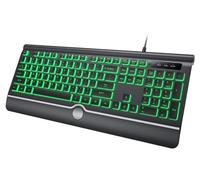 HeengYanson Clavier d'ordinateur rétroéclairé, clavier filaire avec rétroéclairage 7 couleurs, repose-poignet, clavier lumineux facile à voir et à saisir, clavier filaire pleine taille pour ordinateur