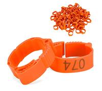 HEEPDD 100 Anneaux de Cuisse de Poulet, Bandes de Cheville de Volaille, étiquettes d'identification Numérotées pour Poulets et Canards, Adaptés aux Pieds de 0,7 à 0,9 Pouces (ORANGE)