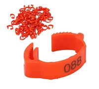 HEEPDD 100pcs Anneaux de Pied de Volaille, Bandes D'identification des Jambes Numérotées pour L'oiseau de Canard de Poulet avec Conception Rétractable 6 Emplacements de Carte (Rouge)