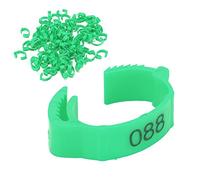 HEEPDD 100pcs Anneaux de Pied de Volaille, Bandes D'identification des Jambes Numérotées pour L'oiseau de Canard de Poulet avec Conception Rétractable 6 Emplacements de Carte (Green)