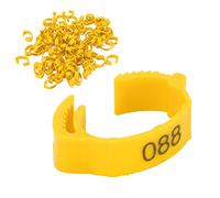 HEEPDD 100pcs Anneaux de Pied de Volaille, Bandes D'identification des Jambes Numérotées pour L'oiseau de Canard de Poulet avec Conception Rétractable 6 Emplacements de Carte (Yellow)