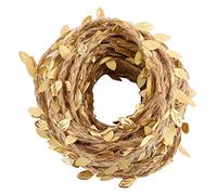 HEEPDD 10m Corde de Feuille Artificielle, Guirlande de Vigne Tissage de Fausses Feuilles Vertes Feuilles de Lierre suspendues Feuille Feuillage Vigne Corde de Chanvre Bricolage Maison(d'or)