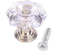 HEEPDD 10pcs cristal boutons de meuble en verre, boutons de porte en cristal à facettes avec 10pcs vis diamant armoires de cuisine placard penderie poignées poignées 25mm 20mm(L)