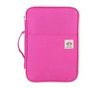 HEEPDD 13,8 X 9,8 dans une Pochette à Fermeture éclair Portable, Sac de Rangement de Document Pliable A4, étui de Carnet D'ordinateur avec Poignée et Poche Multi-poche pour les Livres de (Rose rouge)