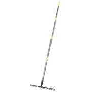 HEEPDD 17 Dents Râteau de Feuilles Métalliques, Poignée Réglable de 5,4 Pieds, Efficace pour Le Chaume, Le Nivellement du Sol et la Collecte des Feuilles en Verges Moyennes à Grandes