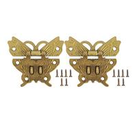 HEEPDD 2 Pcs Hasp Latch, Fermoir Antique Hasp Loquets Vintage Bronze Décoratif Papillon Crochet De Verrouillage avec 12pcs Vis pour Valise Affaire Crafting Boîtes en Bois 60x 53mm