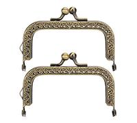 HEEPDD 2 Pcs Sac À Main Sac Kiss Fermoir Serrure, Sac À Main en Métal Arche Cadre Carré Embossé Sac À Main en Métal Cadre pour DIY Poignée Sac Couture Craft[8.5cm] Création de Sacs à Main