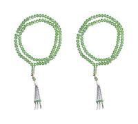 HEEPDD 2 Pièces Perles de Prière Islamiques Ensemble avec des Séparateurs Mihrab Tasbih de Glaze coloré pour le Culte Quotidien Design Portable pour les Voyages et L'utilisation à (GREEN)