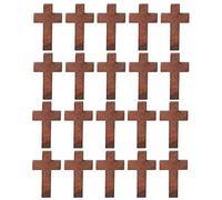HEEPDD 20 pcs 1.57 Pouces Crucifix Forme en Bois Art Artisanat Décoration Terre Sainte en Bois Croix Fait pour Catholique Chrétien Jésus[café] Figurines