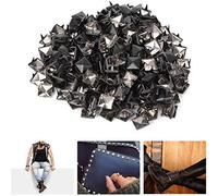 HEEPDD 200 Pcs Rivets Carrés, 9mm Carré Spike Goujons DIY Leathercraft Spike Rivets Sac en Cuir Vêtements Sac Décoratif Chaussures Rivet[Noir Mat] Boutons Pression