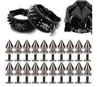 HEEPDD 20pcs 8x13.5mm métal Rivet Balle Spikes Alliage Petit Arbre Forme Balle cône Spike Rivets Punk Stud vis Dos Clous Bouton pour Bricolage en Cuir Artisanat[Noir] Rivets Pleins