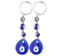 HEEPDD 2pcs Evil Eye Keynchain, Blue Lucky Eye Keychain Ornement Turkish Amulet Glass Perles Courte