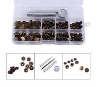 HEEPDD 30 Ensembles de Vieux Fixations de Bouton en Laiton Popper Appuyez sur le Kit D'outils de Fixation du Bouton de Boulon pour les Vêtements, les Sacs, L'artisanat de Bricolage