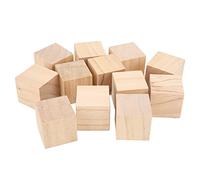HEEPDD 4 X 4 Blocs de Bois de Pin Inachevés, Cubes de Construction Naturels pour l'artisanat, la Décoration Intérieure et les Puzzles