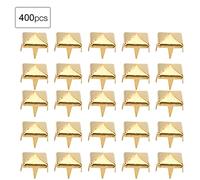 HEEPDD 400 Ensembles de Rivets à Pointes pour la Maroquinerie, Rivets pour la Maroquinerie, Clous Carrés, Pointes en Laiton pour Ceintures, Manteaux, Chaussures, Sacs, Vestes, Chapeaux avec or,