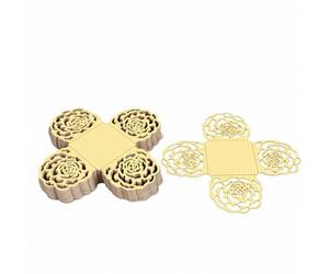 HEEPDD 50 PCS Feuille Métallique Mini Muffin Liners Carré Creux Fleur Mini Cupcake Liners Petit Feuille Évasée Cupcake Emballages De Truffes pour Mariage Fête D'anniversaire (GOLD)