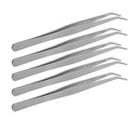 HEEPDD 5pcs Ensemble de Pinceau incurvé, Conception Ergonomique en Acier Inoxydable de Précision Facile à Utiliser Twezer pour la Couture D'artisanat Projets de Bricolage Réparations à