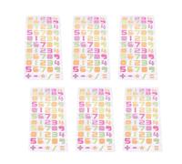 HEEPDD 6 Feuilles D'Autocollants Numériques à Paillettes 3D, Autocollants Colorés en PVC Gonflés avec Film de Transfert pour la Décoration Artisanale, L'étiquetage, les Scrapbooking,