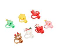 HEEPDD 7pcs Coussin de Paille en Silicone de Dessin animé, Couvercle de Paille à Consommation Portable pour les Réutilisables avec Conception Adorable, Nan Léger et Pratique