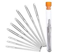 HEEPDD 9 Pièces Aiguilles émoussées à Gros Chas, Aiguilles à Tricoter en Fil D'acier Inoxydable avec Bouteille D'aiguille pour la Broderie, le Reprisage, L'artisanat, les Travaux de (Couleur assortie)