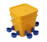 HEEPDD Abreuvoir Automatique pour Poulets, Plastique Durable avec Système par gravité, Abreuvoir de 12 L pour Poulets, Canards et Autres Volailles (Seau + Bol Oiseau Bleu + vis Noires)