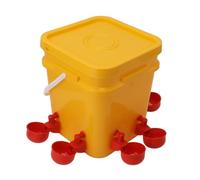 HEEPDD Abreuvoir Automatique pour Poulets, Plastique Durable avec Système par gravité, Abreuvoir de 12 L pour Poulets, Canards et Autres Volailles (Seau + Bol à Oiseau Rouge conjoint + vis Noires)