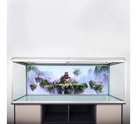 HEEPDD Affiche d'aquarium, Ciel Château Motif de Poisson-Poisson Fond de Pêche Autocollant en PVC Décoratif pour Terrariums Reptiles Habitats Vivariums et Décoration d'aquarium Nan (122 * 50CM)