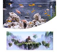 HEEPDD Affiche d'aquarium, Ciel Château Motif de Poisson-Poisson Fond de Pêche Autocollant en PVC Décoratif pour Terrariums Reptiles Habitats Vivariums et Décoration d'aquarium Nan (61 * 41CM)