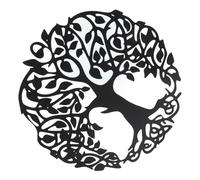 HEEPDD Art Mural Arbre de Vie Plaque Murale en Métal Noir 11,8 Pouces Installation Facile Décoration Murale Circulaire avec Revêtement décoloré pour Salon Chambre Salle de Bain Intérieur Extérieur