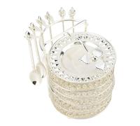 HEEPDD Assiette Alimentaire de Style Européen, Plateau de Stockage de Collations élégant en Alliage de Zinc avec Cuillère pour Steaks, Pâtes, Collations aux Fruits (SILVER)