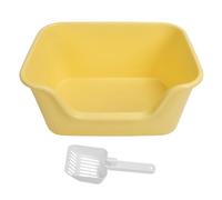 HEEPDD Bac à Litière pour Chat avec Côtés de 27 Cm de Haut, Bac à Litière Anti-Dispersion pour Grands Chats, Matériau PP Facile à Nettoyer avec Intérieur Antiadhésif, Design Moderne (Yellow)