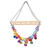 HEEPDD Balançoire pour Perroquet, Pont Suspendu en Chaîne Acrylique Colorée pour Perruches et Calopsittes, Perchoir en Bois avec Cloches, Jouet d'escalade et à Mâcher pour Cages pour Animaux de