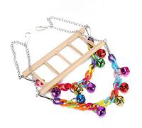 HEEPDD Balançoire pour Perroquets, Pont Suspendu pour Perruches et Calopsittes, Perchoir en Bois avec Cloches, Jouet d'escalade et à Mâcher pour Cages pour Animaux de Compagnie, Balançoire pour