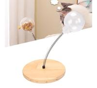 HEEPDD Balle à Alimentation Lente pour Chat, Puzzle Interactif 2 en 1 avec Tige à Ressort et Base en Bois, Distributeur de Friandises pour Chat, Jouet pour (JH Basic, Boule lyophilisée à Grand Trou)