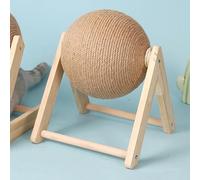 HEEPDD Balle à Gratter Interactive pour Chat, Jouet pour Chat en Bois Massif avec Corde en Sisal, Grattoir Engageant pour de Toutes Tailles