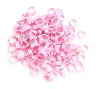 HEEPDD Bandes de Pattes d'oiseaux Numérotées, Anneaux en Plastique de 8 Mm pour Colombe, Caille, Inséparable, Petits Oiseaux, Paquet de 100, 001-100 (Pink)