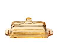 HEEPDD Beurrier en Verre avec Couvercle Hermétique, Beurrier Rectangulaire pour le Stockage du Beurre Frais, Récipient en Verre Robuste avec Poignée, Passe au Lave-vaisselle pour (ambre)