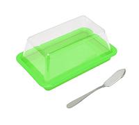 HEEPDD Beurrier Quadrate Boîte de Rangement de Beurre en Plastique avec Couvercle Transparent, -beurre, Design Peu Encombrant, 7,1 X 4,5 X 3,1 Pouces, pour Cuisine et Table à Manger (carré vert)