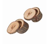 HEEPDD Boîte à Bagues en Bois de Rangement de Bijoux, Porte-bague de Mariage Rustique, Ensemble pour la Catégorie Fiançailles et Festival de la Saint-valentin (MR&MRS)