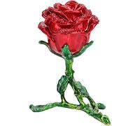 HEEPDD Boîte à bibelots, émail Peint à la Main Rose Rouge Figurine à Collectionner Bijoux Anneaux Collier Boucles d'oreilles Titulaire pour Thanksgiving Anniversaire Nouvel an