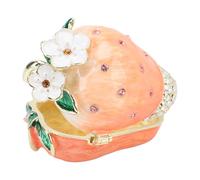 HEEPDD Boîte à Bijoux aux Fraises, élégant Boîte à Bibliothèque Florale en Alliage en Alliage en, Parfaite pour les Anneaux et les Boucles d'oreilles pour Femmes