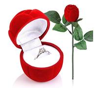 HEEPDD Boîte à Bijoux en Forme de Rose Rouge, Écrin pour Bague de Fiançailles, Mariage et Saint Valentin, Présentoir Romantique pour Boucles d'Oreilles