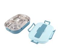 HEEPDD Boîte à Déjeuner Porte-repas en Acier Inoxydable, 4 Grilles, capacité de 1500 Ml, pour le Rangement de la Cuisine de l'école et du Bureau (Boîte à lunch à quatre compartiments avec bol)