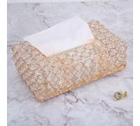 HEEPDD Boîte à Mouchoirs élégante, Couverture en Cristal Artificiel Faite à la Main, Décoration élégante pour Accessoires de Salle de Bain et de Bureau, 20x12,5x7cm (GOLD)