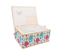 HEEPDD Boîte de Couture à Main, Conception de Calque de Rangement Panier de Couture Portable avec Poignée Confortable pour les Amateurs d'artisanat pour Débutants et Donateurs Cadeaux Boîte à